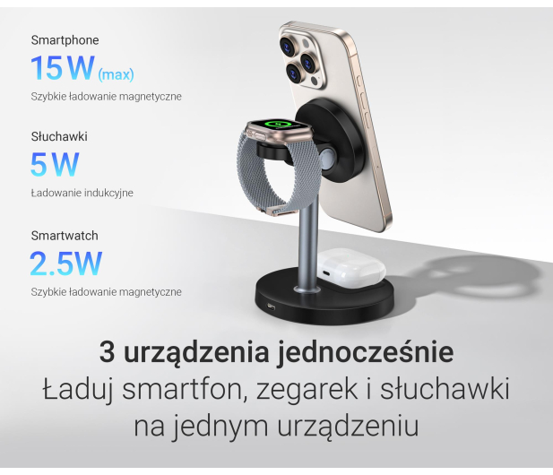 Silver Monkey Core MagCharger 3in1 Czarna - 1487256 - zdjęcie 4